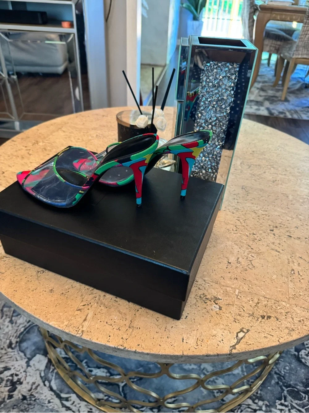 Saint Laurent Printed PVC Mule Heels Sandals - Picture 4 of 16